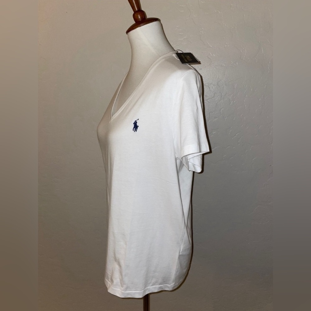 ⭐️Sold⭐️New! Polo Ralph Lauren Cotton V Neck Pony Logo T Shirt Classic White XL - Picture 11 of 13